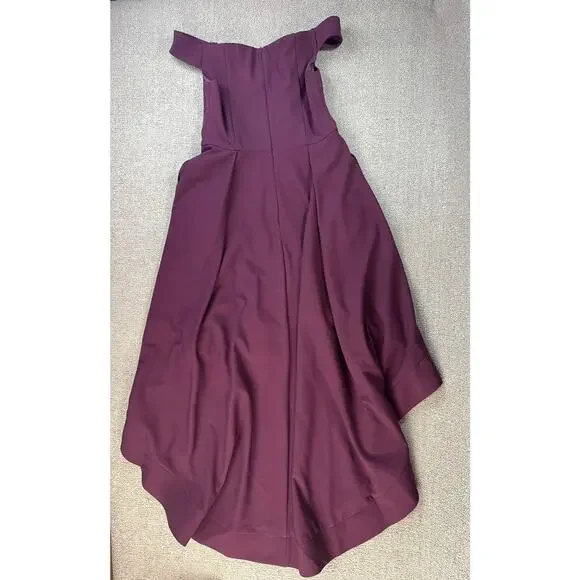 Calvin Klein Dress Formal High Low Off the Shoulder Plum Purple Size 8 - Picture 5 of 11